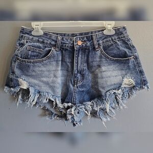 SHEIN Blue Distressed Jean Shorts